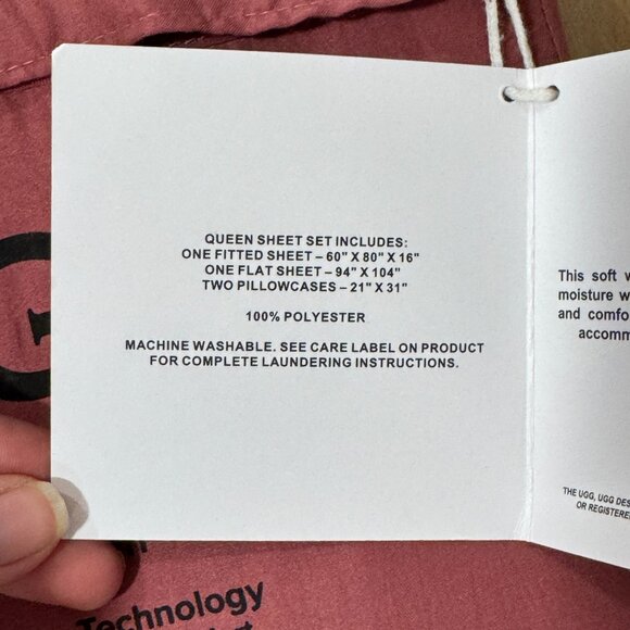 UGG Haven Queen Deco Rose Sheets Sheet Set 1 Fitted 1 Flat 2 Pillowcases Maroon - Picture 5 of 9